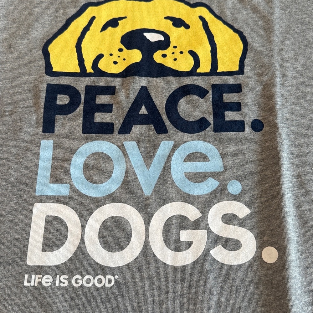 Life is Good “Peace Love Dogs” Crusher Tee Shirt Size: large Color: gray - Picture 4 of 11